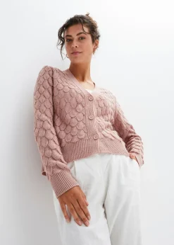 bonprix bonprix Chaqueta de punto ajour Rosa palo Online