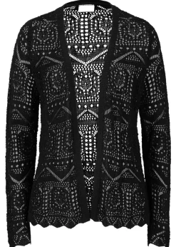 bonprix bonprix Chaqueta de punto ajour Negro Discount