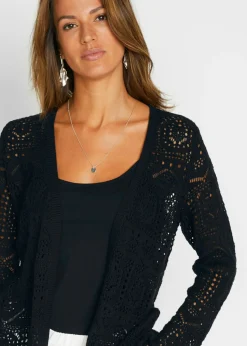 bonprix bonprix Chaqueta de punto ajour Negro Discount