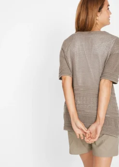 bonprix bonprix Chaqueta de punto ajour Marrón grisáceo Hot
