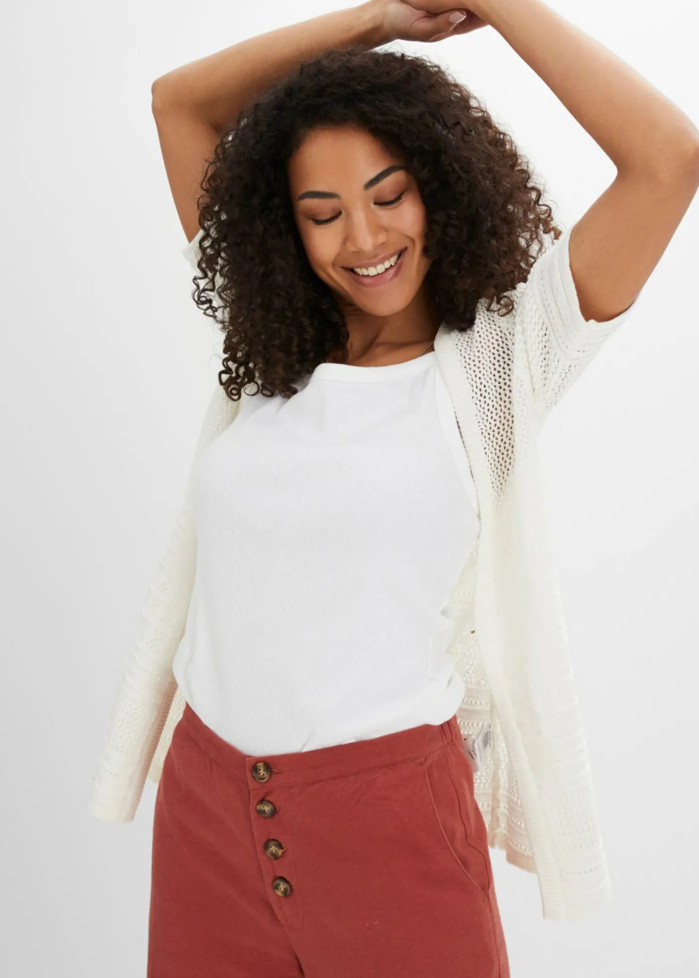 bonprix bonprix Chaqueta de punto ajour Blanco lana Sale