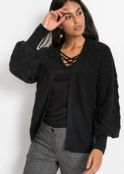 bonprix bonprix Chaqueta de punto ajour Negro Clearance