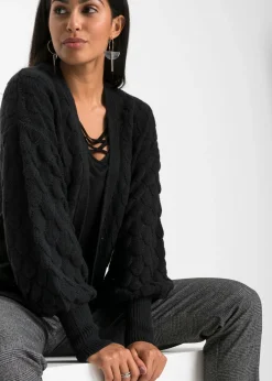 bonprix bonprix Chaqueta de punto ajour Negro Clearance