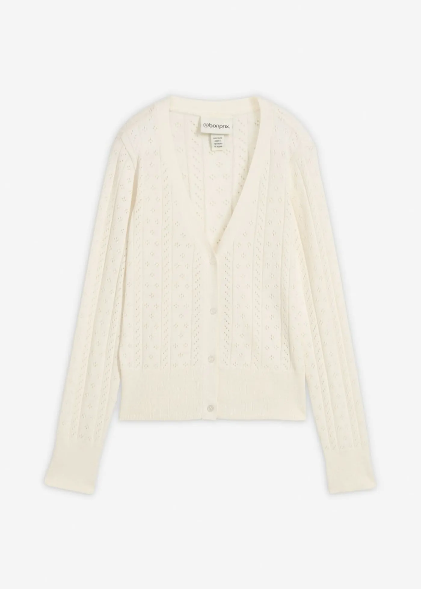 bonprix bonprix Chaqueta de punto ajour con mezcla de seda Blanco Hot