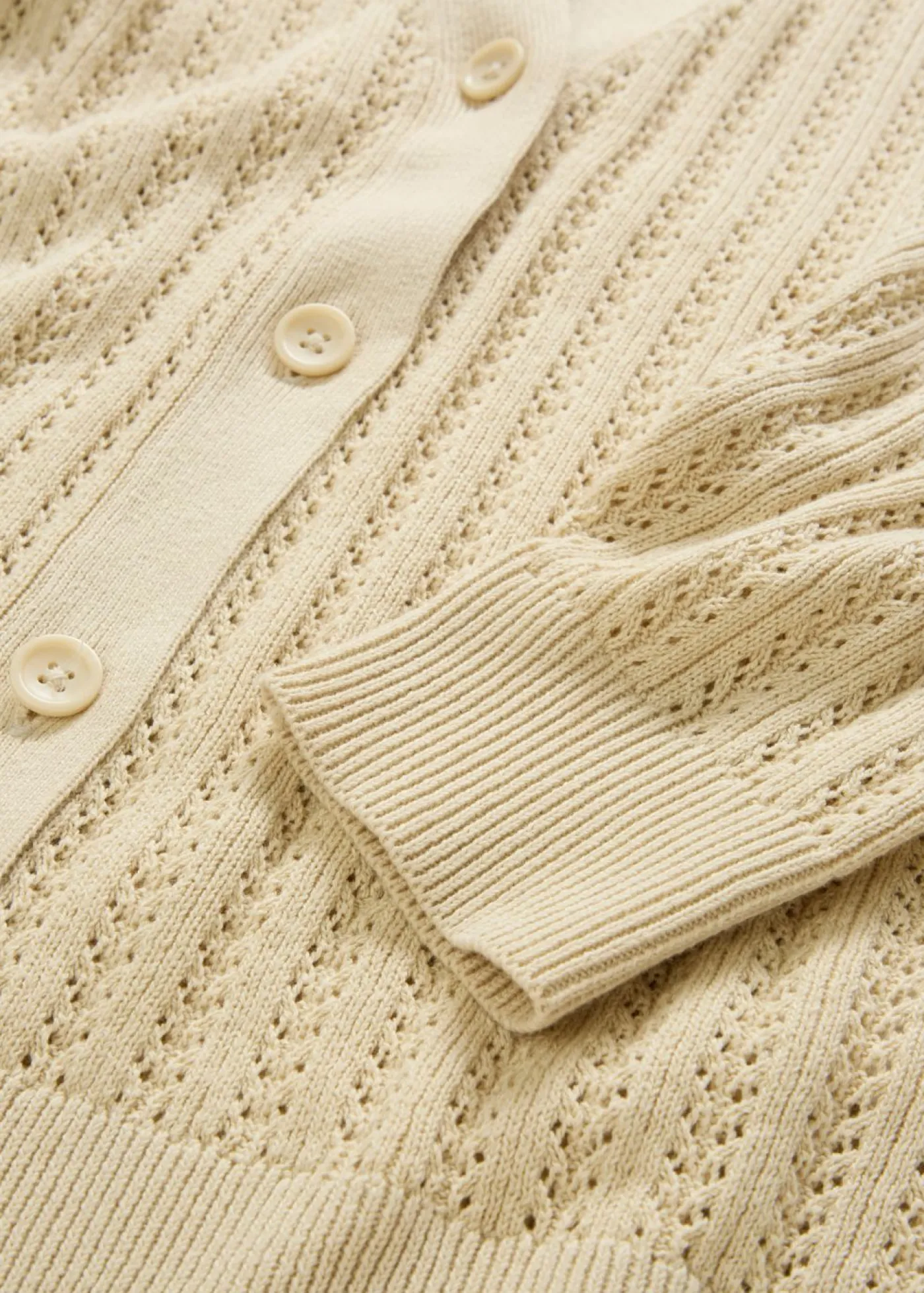bonprix bonprix Chaqueta de punto ajour con contenido de lino Arena claro Clearance