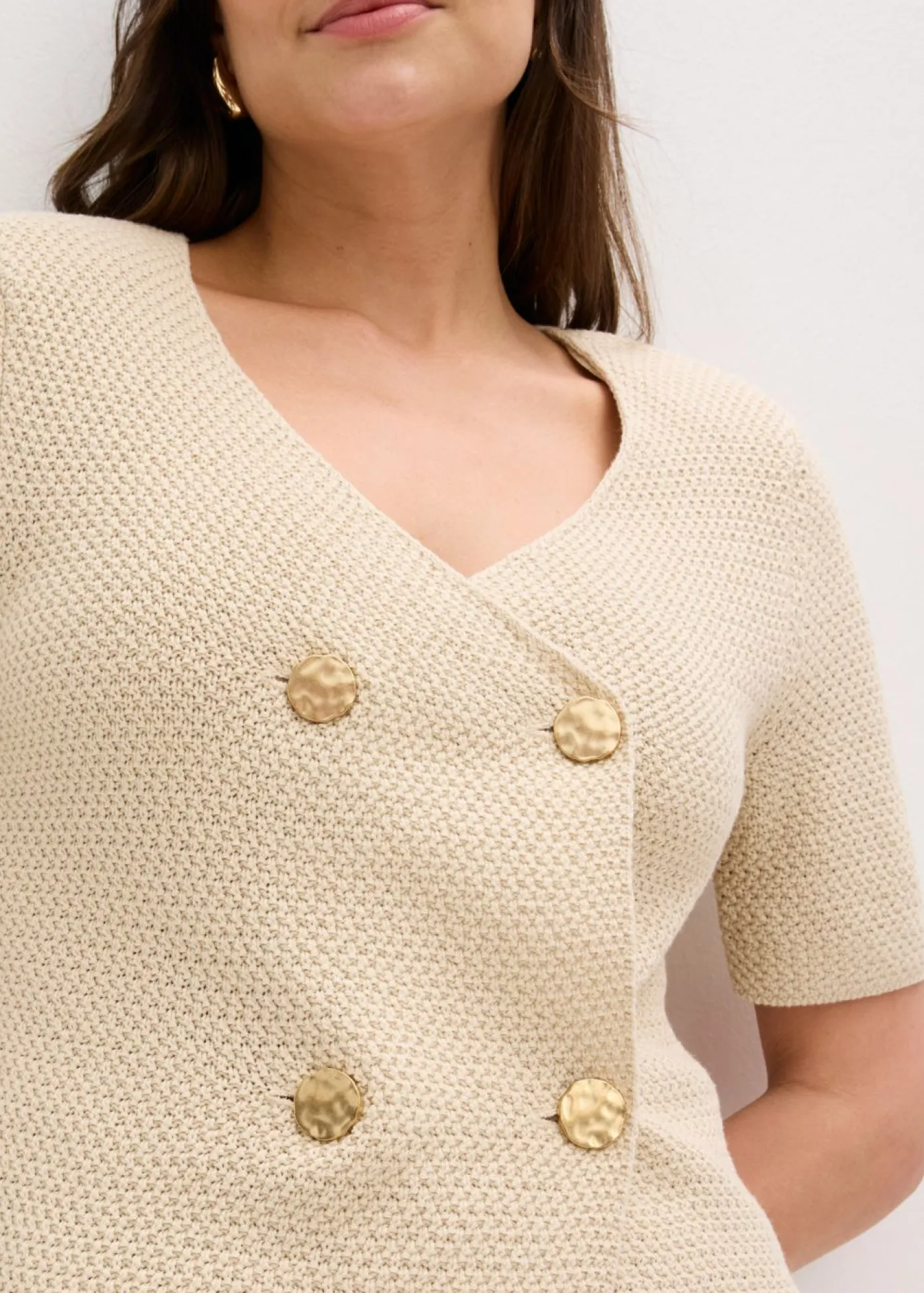 bonprix bonprix Chaqueta de punto con algodón Arena claro New