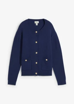 bonprix bonprix Chaqueta de punto con bolsillos Azul marino Outlet