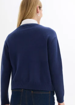 bonprix bonprix Chaqueta de punto con bolsillos Azul marino Outlet