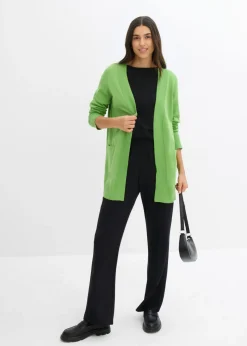 bonprix bonprix Chaqueta de punto con bolsillos y manga larga Verde Outlet
