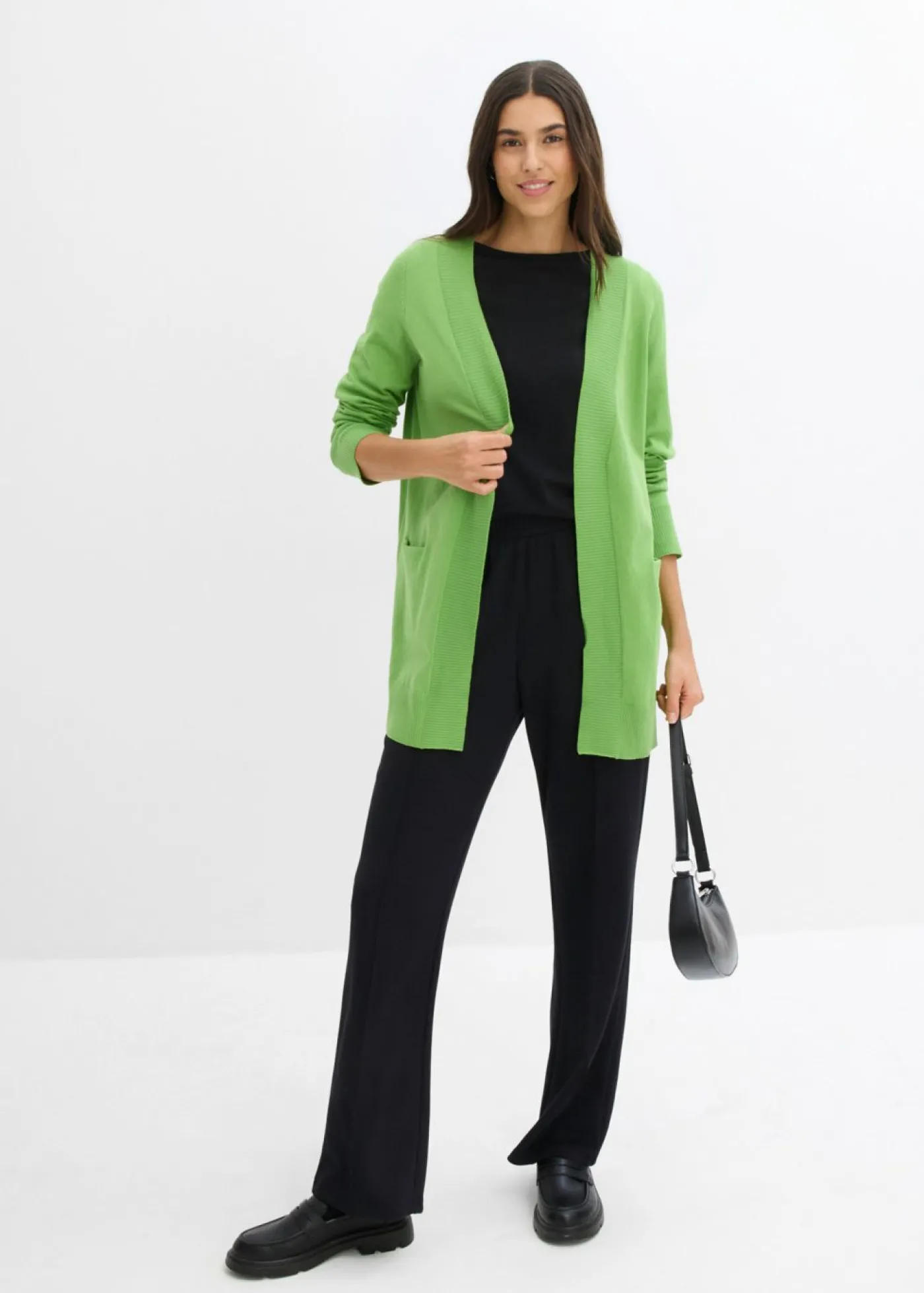 bonprix bonprix Chaqueta de punto con bolsillos y manga larga Verde Outlet