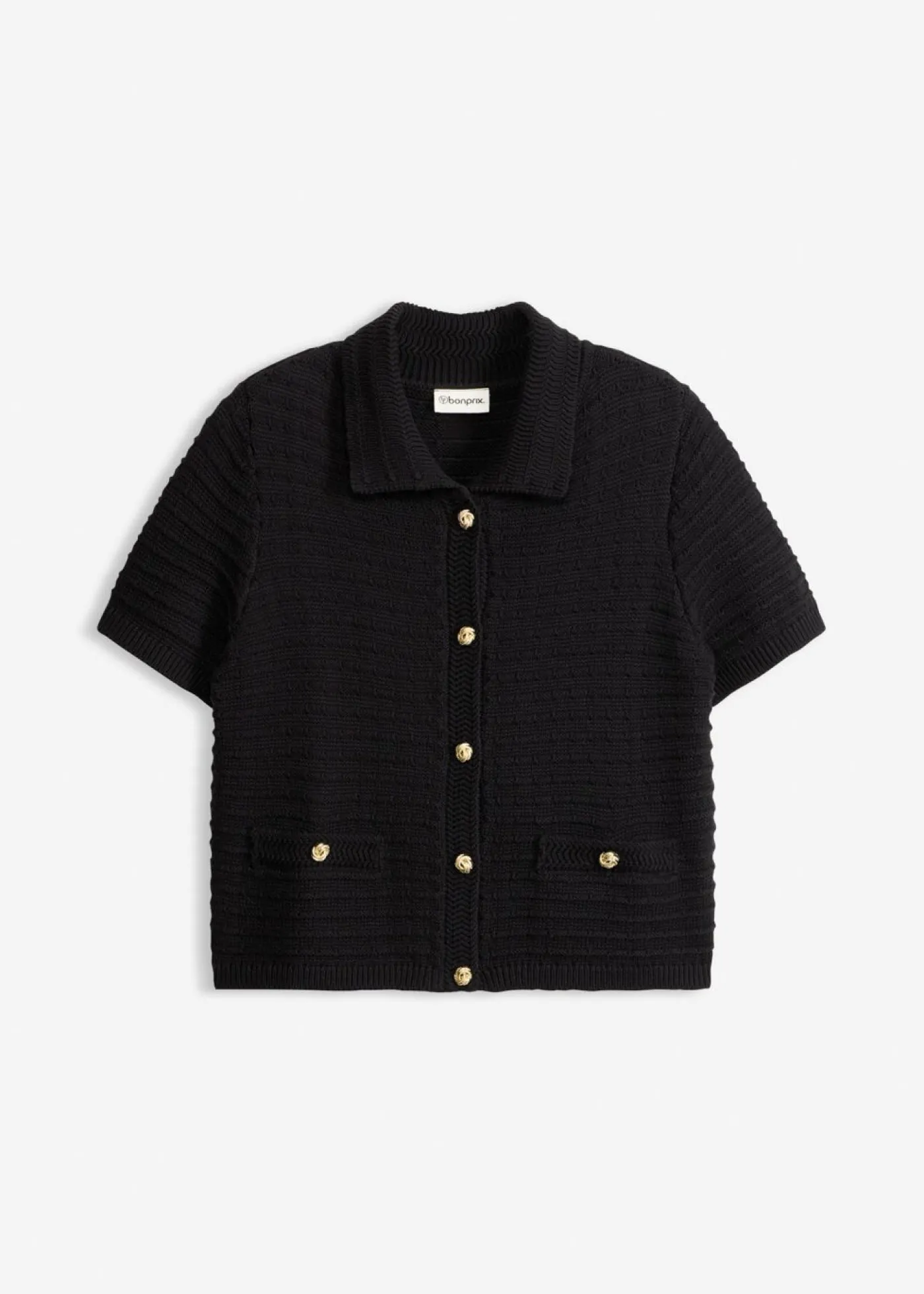 bonprix bonprix Chaqueta de punto con botones decorativos Negro Sale