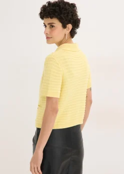 bonprix bonprix Chaqueta de punto con botones decorativos Amarillo claro Hot