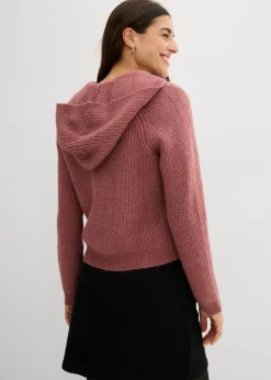 bonprix bonprix Chaqueta de punto con capucha baya suave Online
