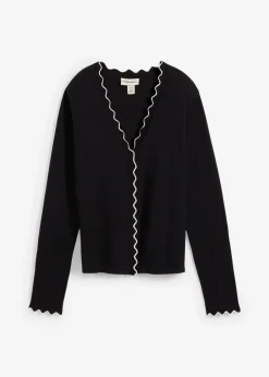 bonprix bonprix Chaqueta de punto con contenido de seda Negro-blanco lana Online
