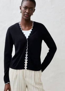 bonprix bonprix Chaqueta de punto con contenido de seda Negro-blanco lana Online