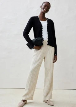 bonprix bonprix Chaqueta de punto con contenido de seda Negro-blanco lana Online