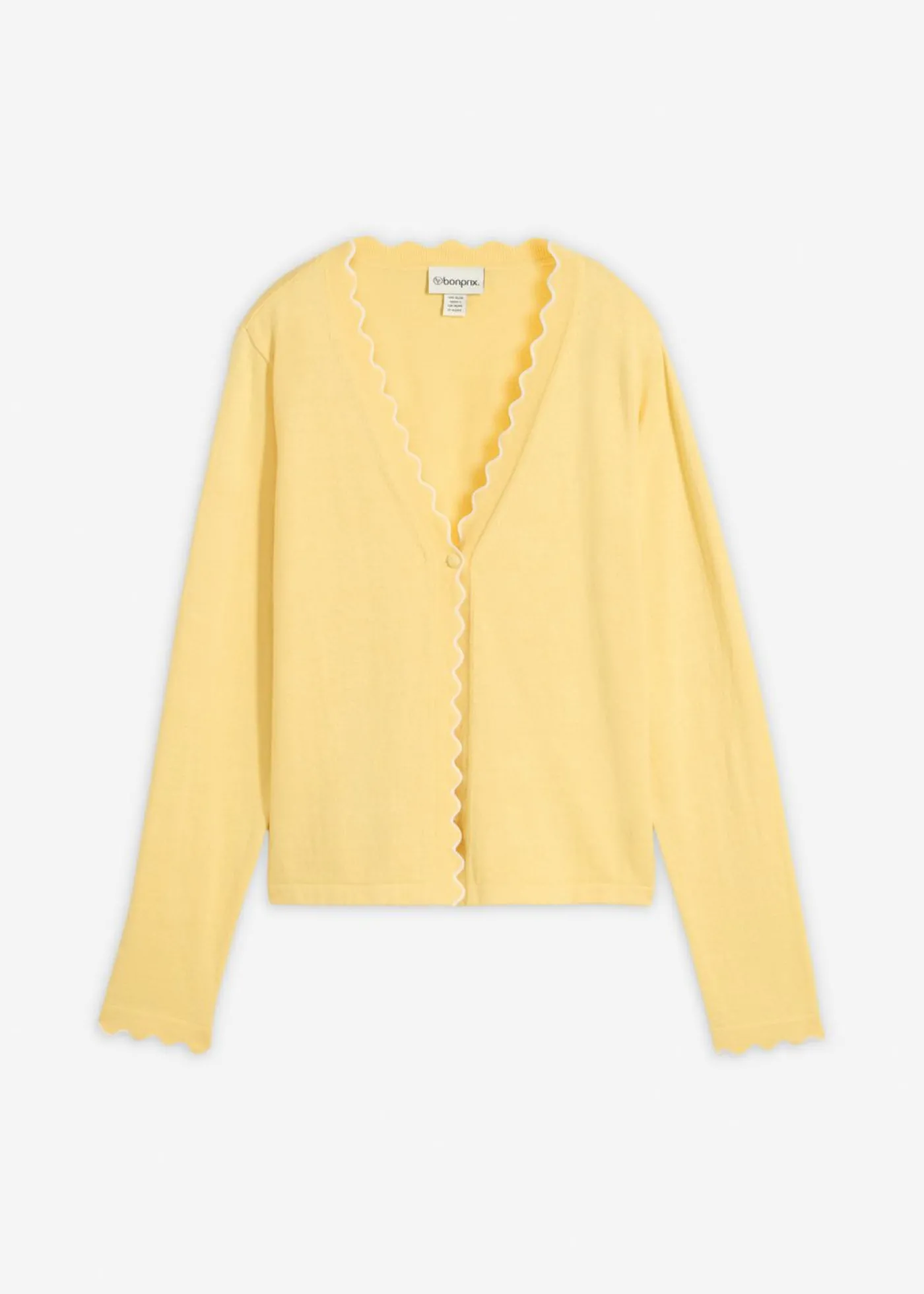 bonprix bonprix Chaqueta de punto con contenido de seda Amarillo claro-blanco lana Hot