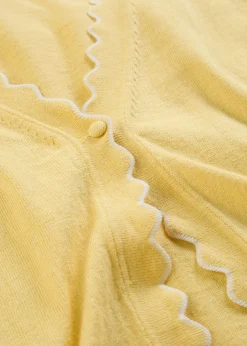 bonprix bonprix Chaqueta de punto con contenido de seda Amarillo claro-blanco lana Hot