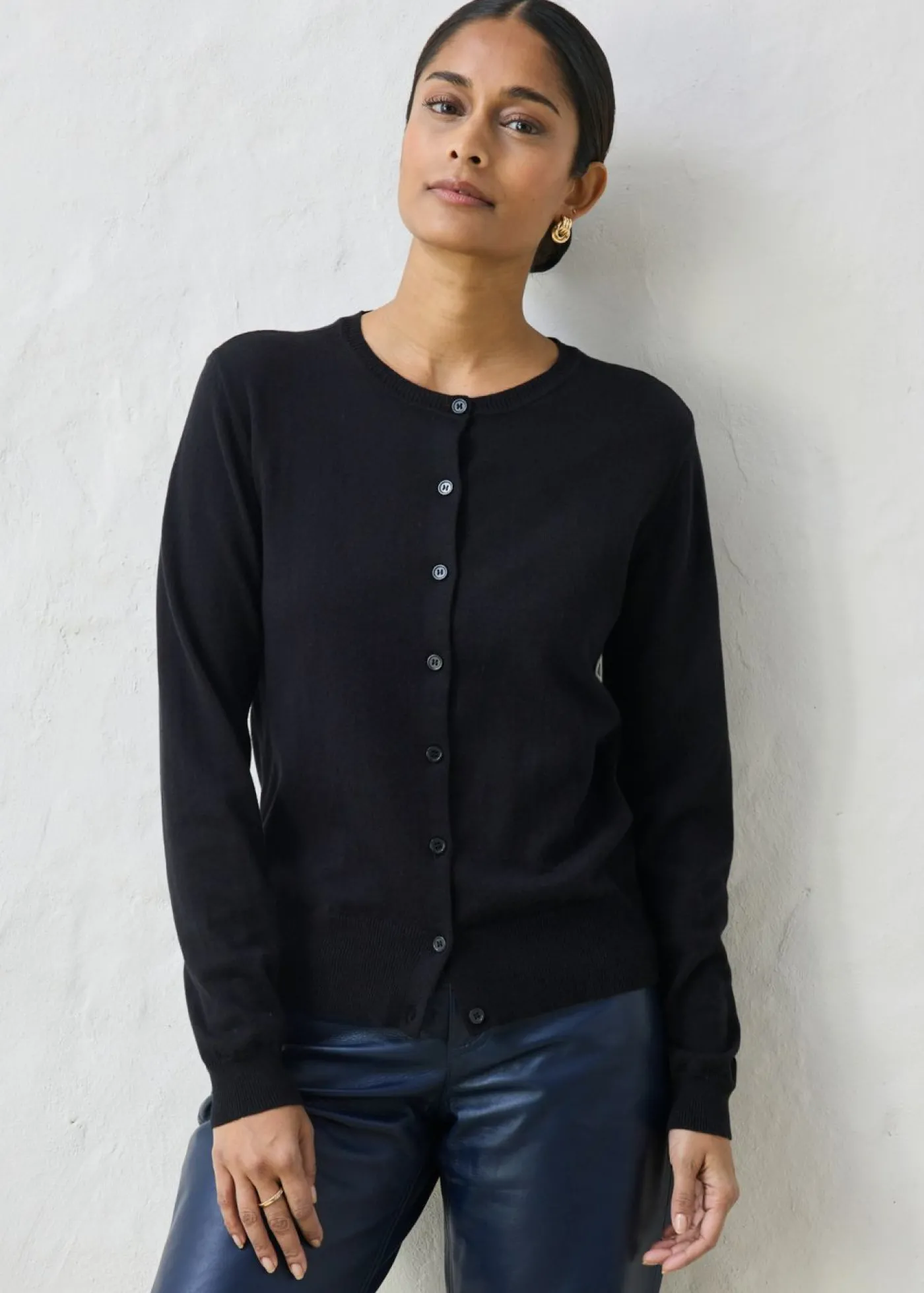 bonprix bonprix Chaqueta de punto con contenido de seda Negro New