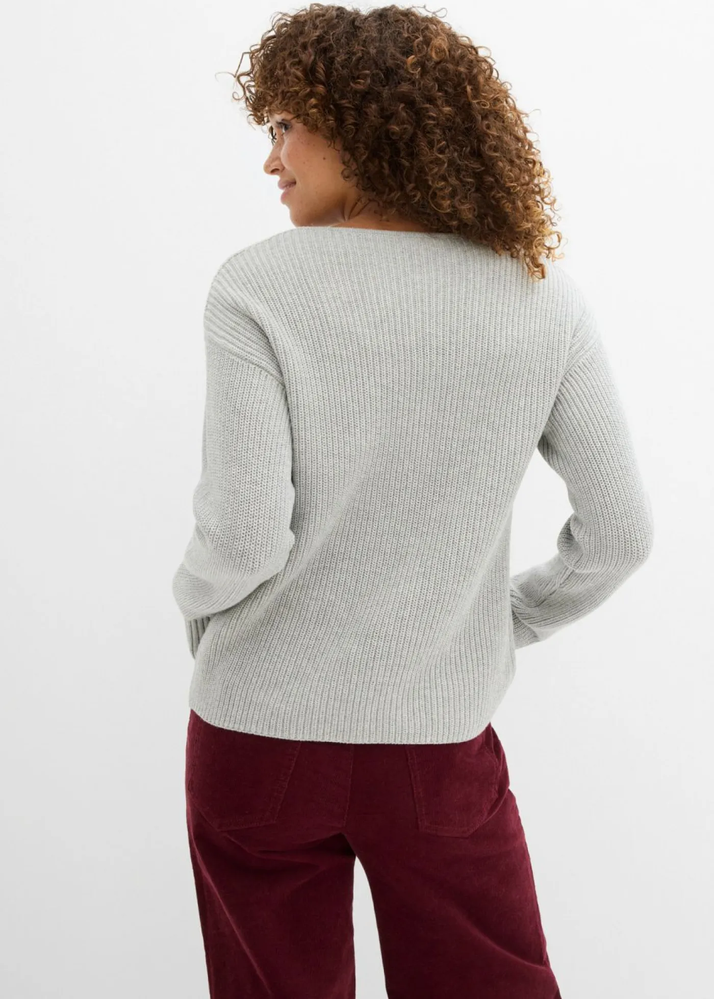 bonprix bonprix Chaqueta de punto con detalle de lazo Gris claro jaspeado Discount