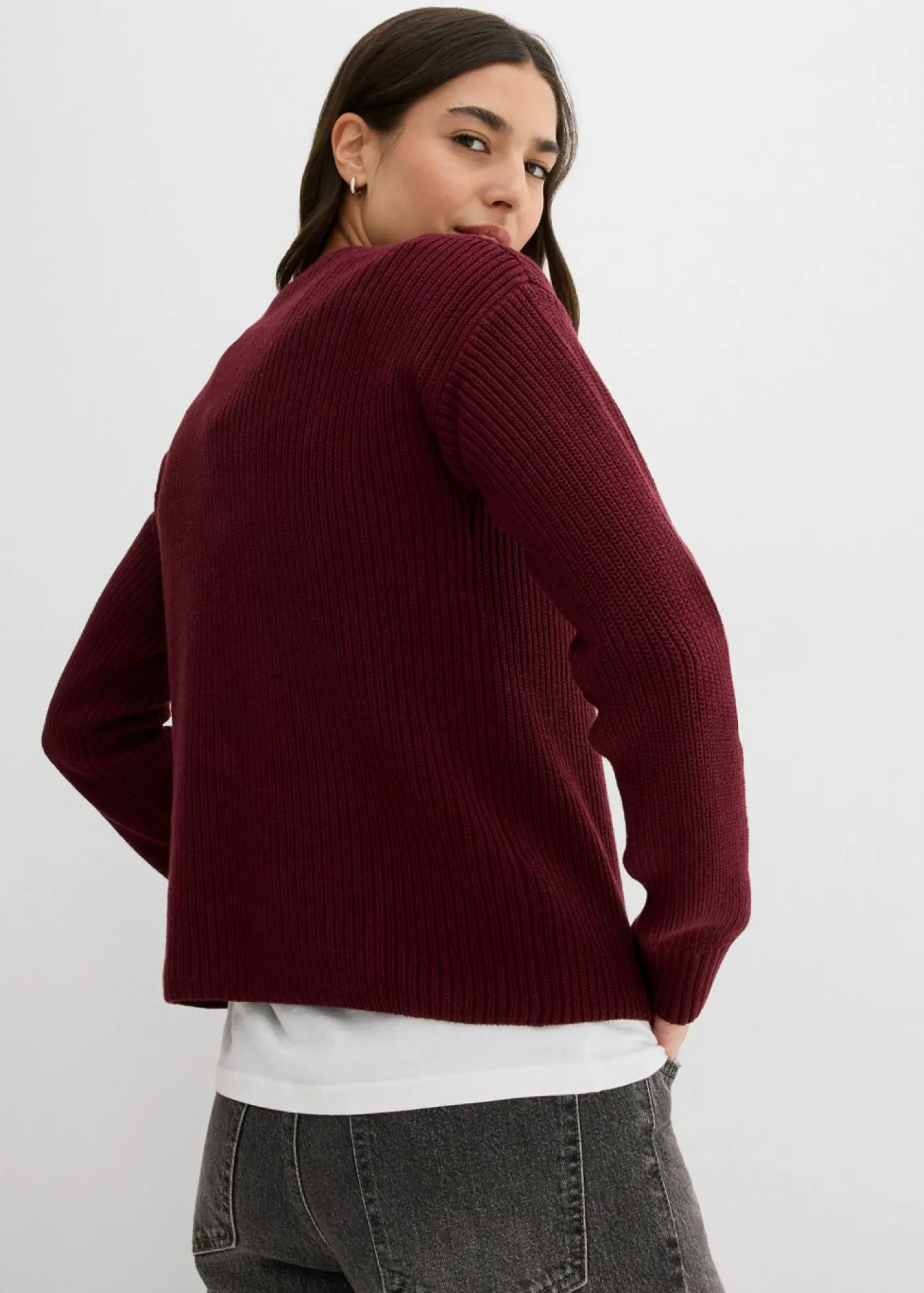 bonprix bonprix Chaqueta de punto con detalle de lazo mora oscuro Hot