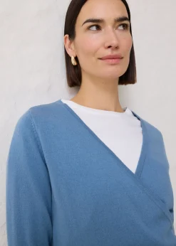 bonprix bonprix Chaqueta de punto con diseño cruzado Azul ola