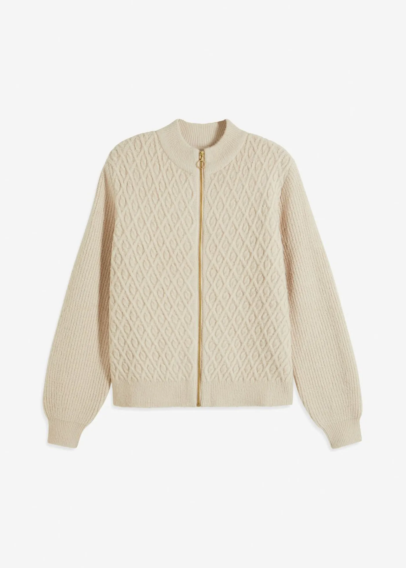 bonprix bonprix Chaqueta de punto con patrón trenzado Beige jaspeado Best