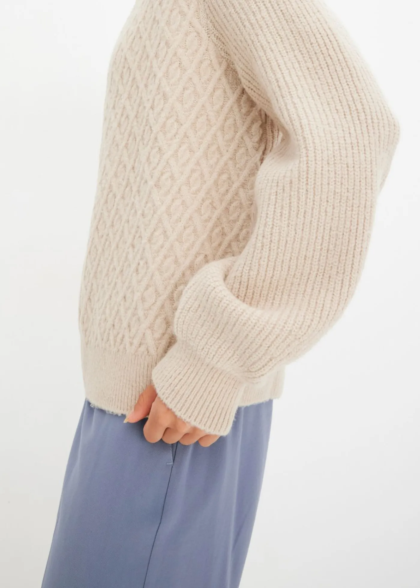 bonprix bonprix Chaqueta de punto con patrón trenzado Beige jaspeado Best
