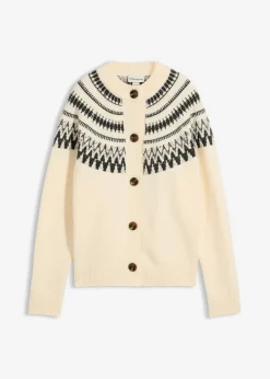 bonprix bonprix Chaqueta de punto con patrón nórdico Beige natural Online