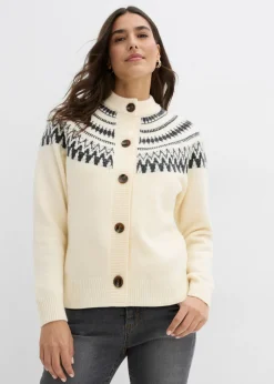 bonprix bonprix Chaqueta de punto con patrón nórdico Beige natural Online