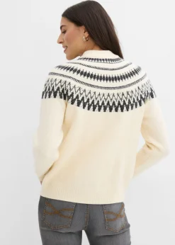 bonprix bonprix Chaqueta de punto con patrón nórdico Beige natural Online