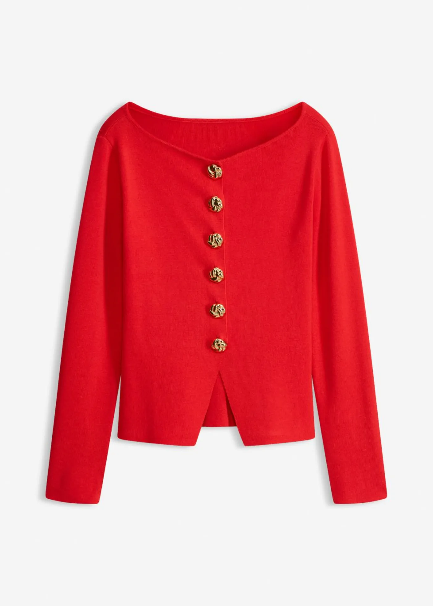 bonprix bonprix Chaqueta de punto con peplum y botones decorativos fresa Outlet