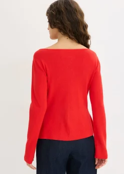 bonprix bonprix Chaqueta de punto con peplum y botones decorativos fresa Outlet