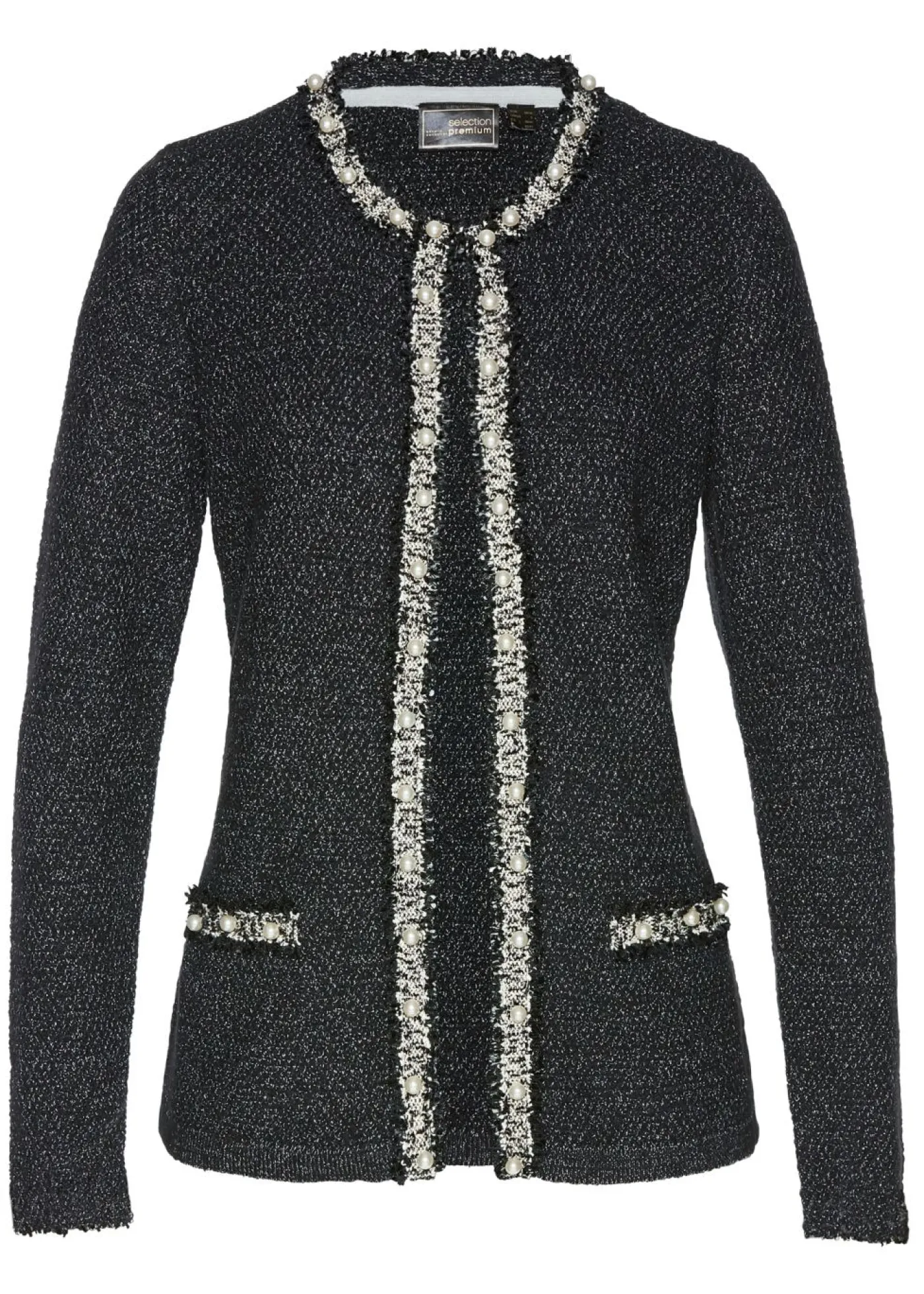 bonprix bonprix Chaqueta de punto con perlas Negro New