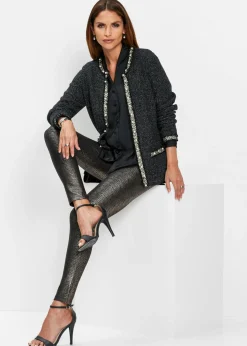 bonprix bonprix Chaqueta de punto con perlas Negro New