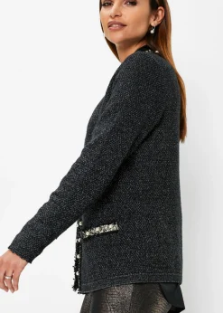 bonprix bonprix Chaqueta de punto con perlas Negro New