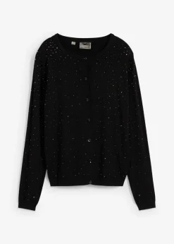 bonprix bonprix Chaqueta de punto con piedras brillantes Negro New