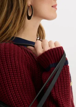 bonprix bonprix Chaqueta de punto con rayas en contraste rojo rubí-azul marino Hot