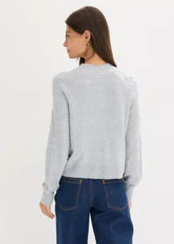 bonprix bonprix Chaqueta de punto con textura gris claro jaspeado moteado Discount
