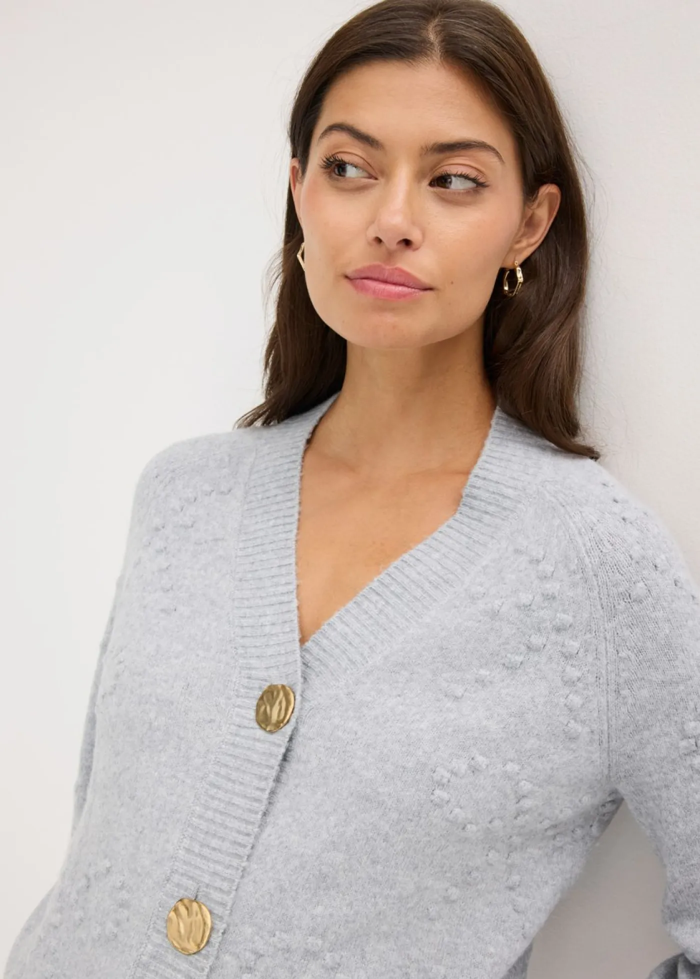 bonprix bonprix Chaqueta de punto con textura gris claro jaspeado moteado Discount