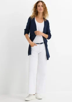 bonprix bonprix Chaqueta de punto de algodón ligero y calidad superior Azul marino Clearance