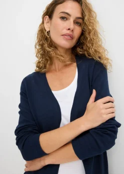 bonprix bonprix Chaqueta de punto de algodón ligero y calidad superior Azul marino Clearance