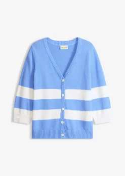 bonprix bonprix Chaqueta de punto de algodón Azul provenzal-blanco de rayas Clearance