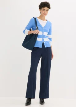 bonprix bonprix Chaqueta de punto de algodón Azul provenzal-blanco de rayas Clearance