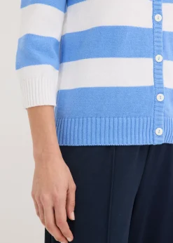bonprix bonprix Chaqueta de punto de algodón Azul provenzal-blanco de rayas Clearance