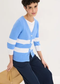bonprix bonprix Chaqueta de punto de algodón Azul provenzal-blanco de rayas Clearance