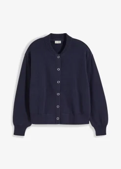 bonprix bonprix Chaqueta de punto de algodón puro Azul marino Online