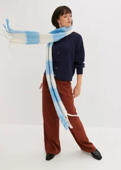 bonprix bonprix Chaqueta de punto de algodón puro Azul marino Online