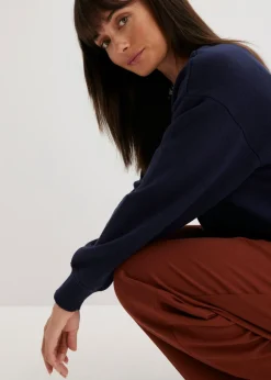 bonprix bonprix Chaqueta de punto de algodón puro Azul marino Online