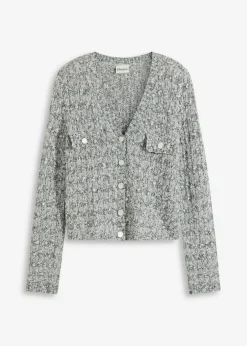 bonprix bonprix Chaqueta de punto de bouclé gris jaspeado moteado Outlet
